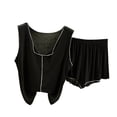 thumbnail image 1 of Lopecy-Sta Womens Loungewear Set Summer Home Wear Womens Pajama Sets V Neck Pjs Set 2 Piece Soft Sleepwear Sleeveless Lounge Sets with Shorts, 1 of 5