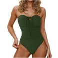 thumbnail image 1 of Jamicy Womens One Piece Swimsuits Gift for Women Women's Ruched Strapless Bandeau One Piece Swimsuit Tummy Control Bathing Suit, 1 of 4