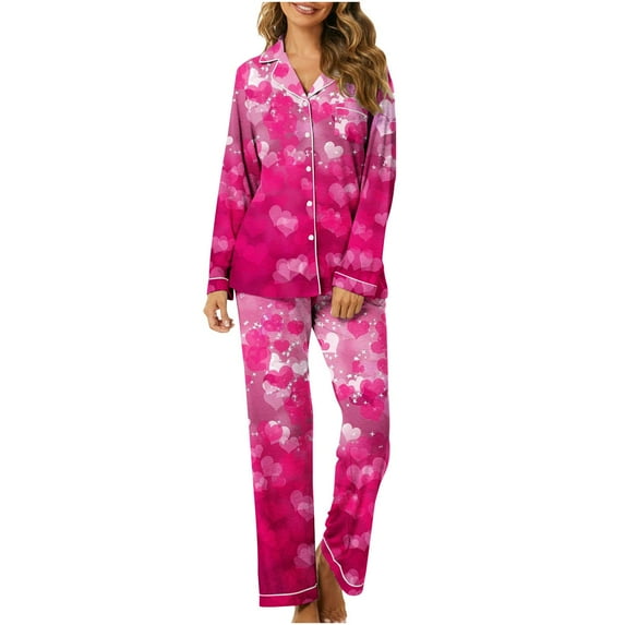 Jamicy Womens Pajamas Set Pajamas for Women Set Long Pants Sleepwear Sets Soft Comfy Night Wear V-Neck Loungewear Cute Pajama House Wear