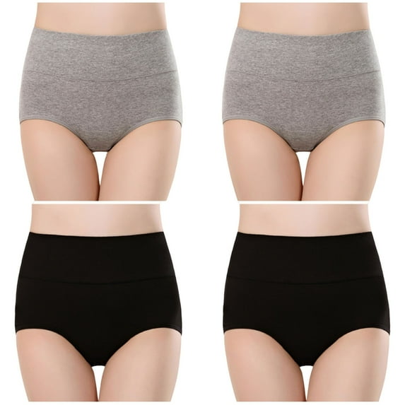 Jamicy Womens Panties Cotton Women's Cotton Underwear High Waisted Ladies Panties Full Coverage Briefs 4 Pack