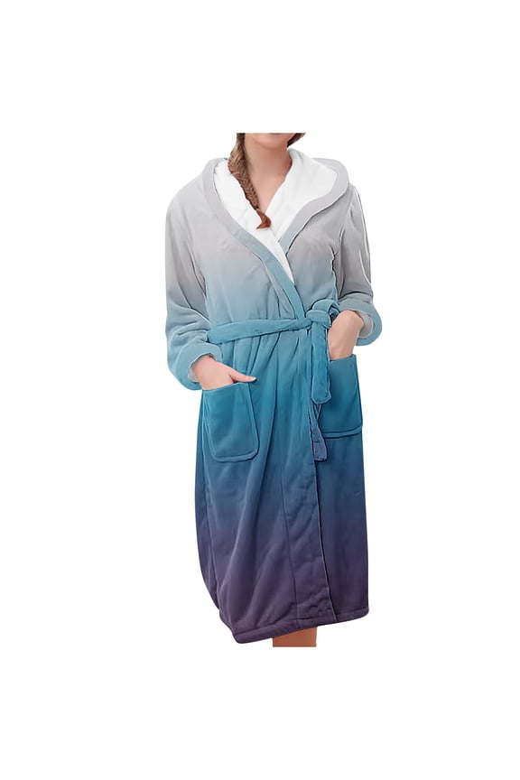 Womens Robes Robes for Women Flannel Long Sleeve Hooded Bathrobes Fluffy Cute Spa Robe 2024 Trendy Soft Shower Robe with Pockets