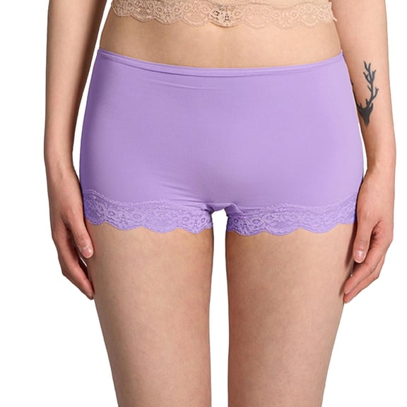 Jamicy Womens Seamless Underwear Lace Trim Shorts Biker Seamless Panties Slip Under Short Boyshorts