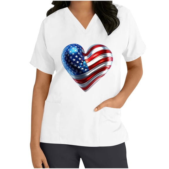 Jamicy Womens Shirts Summer Gift for Women Graphic T Shirts Graphic Tees Patriotic Printed T Shirts 4th Of July Shirts Women