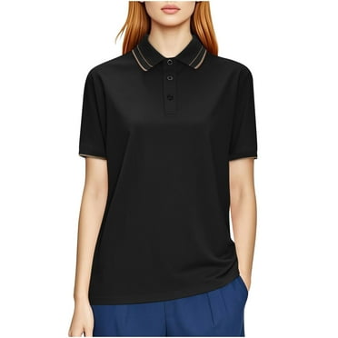 Jamicy Womens Short Sleeve Shirts Gift for Women Women's Active Wear Quick Drying Short Sleeve 2-Button Active Polo Shirt