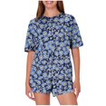 thumbnail image 1 of Lopecy-Sta Womens Sleepwear Gift for Mother Women's Casual Loose Printing Round Neck Short Sleeved Shorts Pajamas Suit, 1 of 5