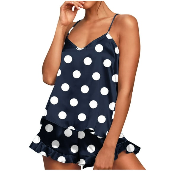 Jamicy Womens Sleepwear Summer Home Wear Women Cami Tank Pajamas Sets Shorts Pj Set Summer Sleeveless Soft Sleepwear Womens Pajamas