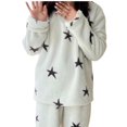 thumbnail image 1 of Lopecy-Sta Womens Sleepwear Top Fuzzy Loungewear Star Daily Comfortable Wool Winter Warm Home Clothes Pajamas Long Sleeve Top, 1 of 5