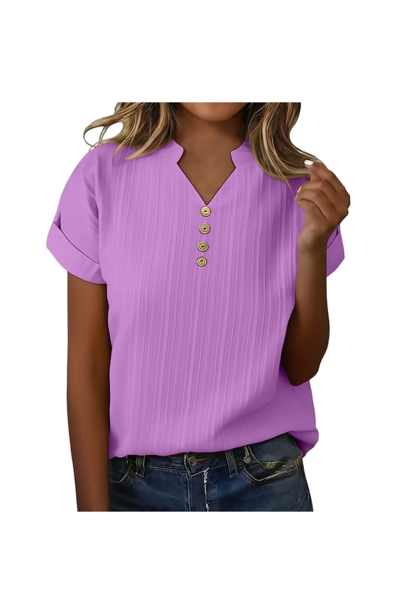 Womens Summer Tops Spring Short Sleeve V Neck True Classic T Shirt Casual Breathable Cute Fashion Beach Vacation Clothes 2026