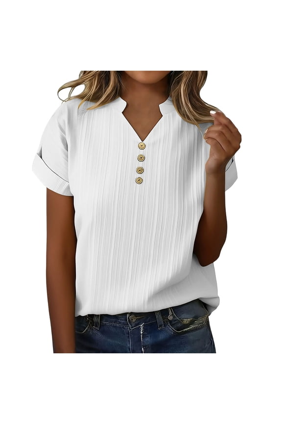 Womens Summer Tops Spring Short Sleeve V Neck True Classic T Shirt Casual Breathable Cute Fashion Beach Vacation Clothes 2026