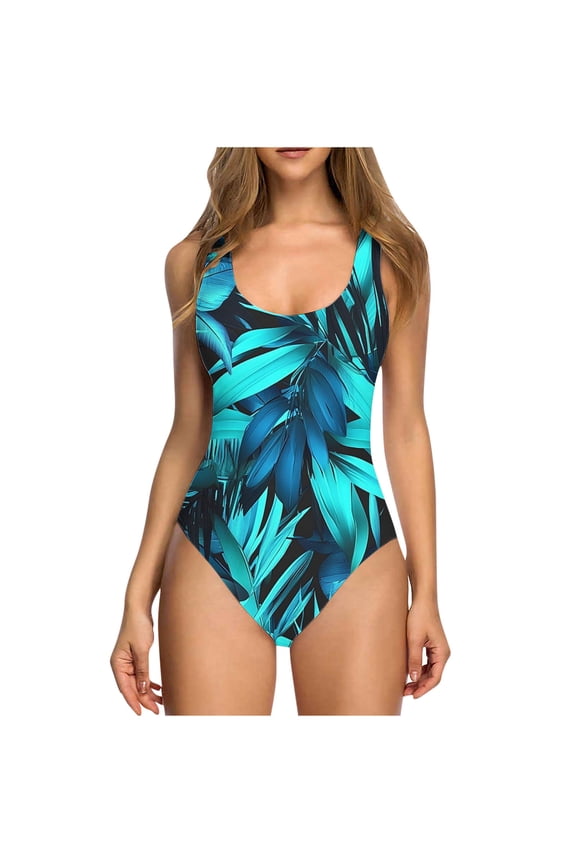 Womens Swimsuits Gift for Women One Piece Swimsuits Women Scoop Neck Bathing Suit Swimwear Tummy Control Monokini Cross Backless Swimming Suits