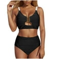 thumbnail image 1 of Jamicy Womens Swimsuits Gift for Women 2 Piece Bikini Set V Neck Cutout Swimsuit High Waisted Textured Ruched 2025 Summer Beach Swim Bathing Suits, 1 of 1