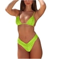 thumbnail image 1 of Jamicy Womens Swimwear 2025 Summer New Women's 2 Piece Halter Bikini Sets Solid Ruched Self-Tie Back Swimwear with Bottoms Bathing Suit Swimsuit, 1 of 6