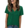 thumbnail image 1 of Jamicy Womens T Shirts Gift for Women Womens Summer Tops Trendy 2025 Eyelet Crossed V Neck T Shirts Loose Casual Short Sleeve Shirts Fashion, 1 of 7