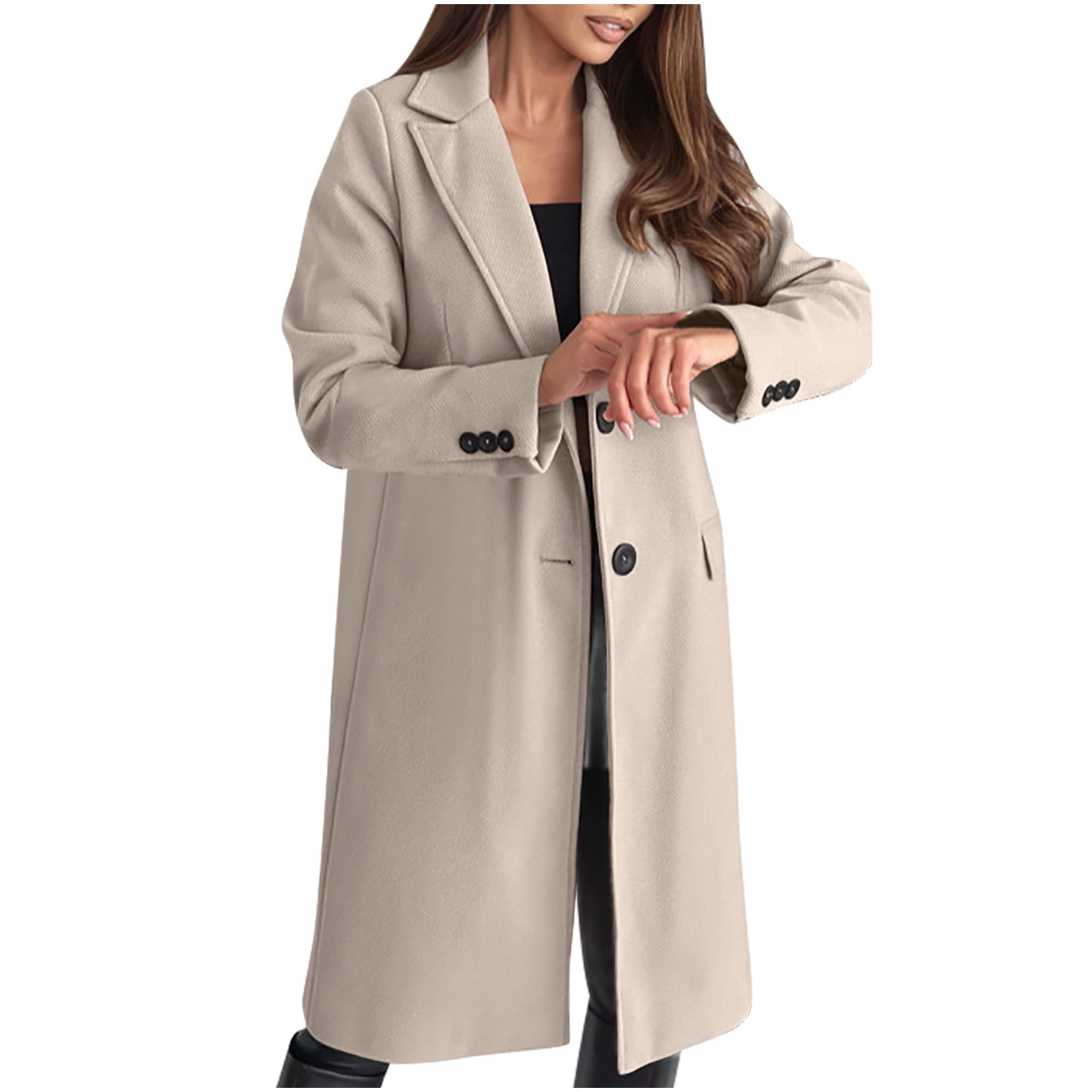womens winter dress coats FchengtaiS Women Winter Wrap Peacoat Casual Open Front Lapel Belted Long Sleeve Trench Coats Elegant Solid Lounge Overcoat Outwear, Women's, Size: 2XL