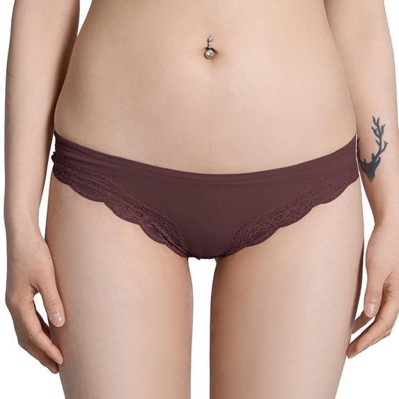 Jamicy Womens Underwear Valentine's Day Gift Solid Color Comfort Breathable Seamless Low Rise Hipster Panty