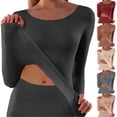 thumbnail image 1 of Jamicy Womens Winter Undershirts Long Sleeved Round Neck Solid Color Warm Basic Tops Underwear Base Layers for Women, 1 of 10