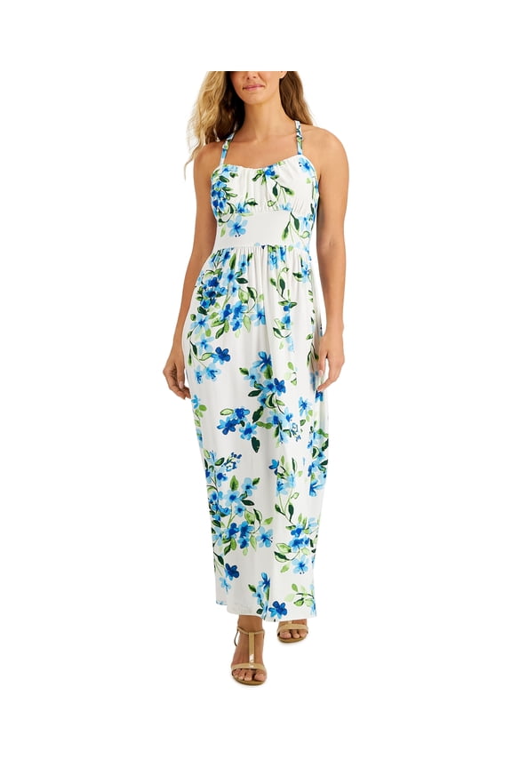 Petite Floral Print Empire Maxi Dress Egret PL