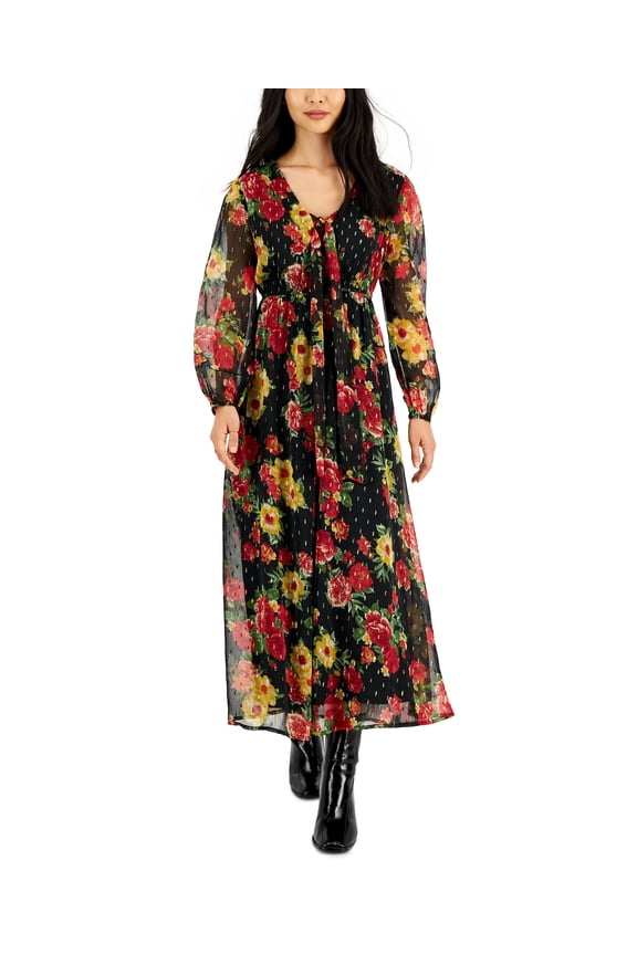 Petite Foil Dot Floral Print Maxi Dress M Rouge Red Floral PM