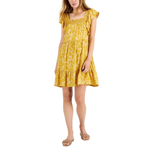 Jamie Layla Petite Printed Flutter Sleeve A Line Dress Narcissus Combo PM