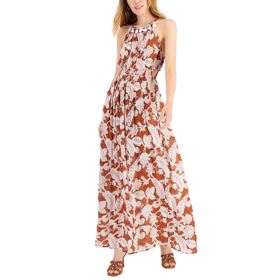 Jamie Layla Petite Printed Halter Maxi Dress Rust Combo PL
