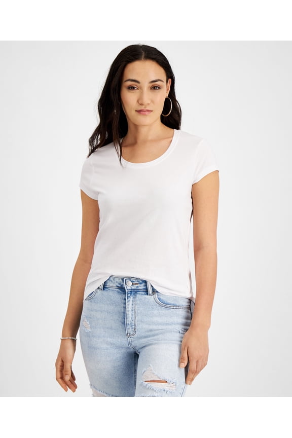 Petite Scoop Neck Cap Sleeve T-Shirt White PM
