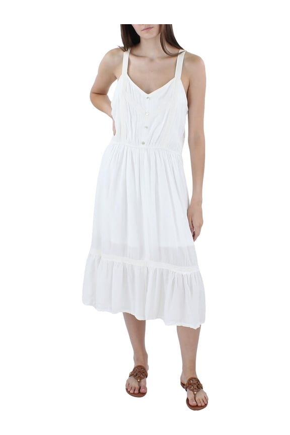 Jamie & Layla Womens Petites Gauze Midi Shift Dress