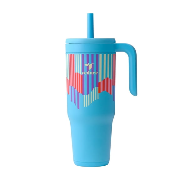 Reduce Jamie Makeup 40oz Chiller Tumbler with Handle with Spill-Proof Straw, Candy Stripe