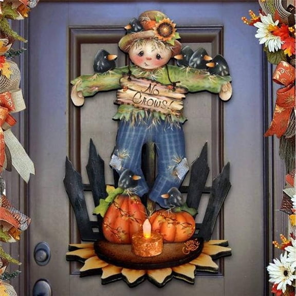 Jamie Mills-Price Halloween No Crows Scarecrow Decorations & Wall Sign for Home