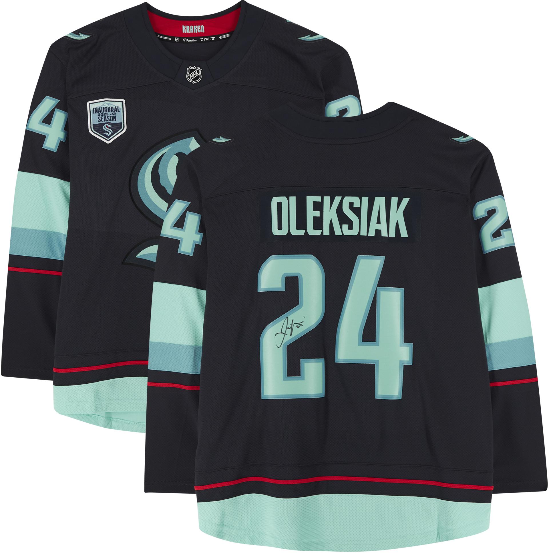Jamie Oleksiak Seattle Kraken Autographed Navy Fanatics Breakaway Jersey with Inaugural Season Jersey Patch - Fanatics Authentic Certified