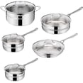 thumbnail image 1 of Jamie Oliver by Tefal Cook Smart 10-Piece Stainless Steel Pots and Pans Set, Robust, Fast Heating, Even Cooking, Riveted Handle, Induction Safe, Oven and Dishwasher Safe, Induction Cookware Set, 1 of 9