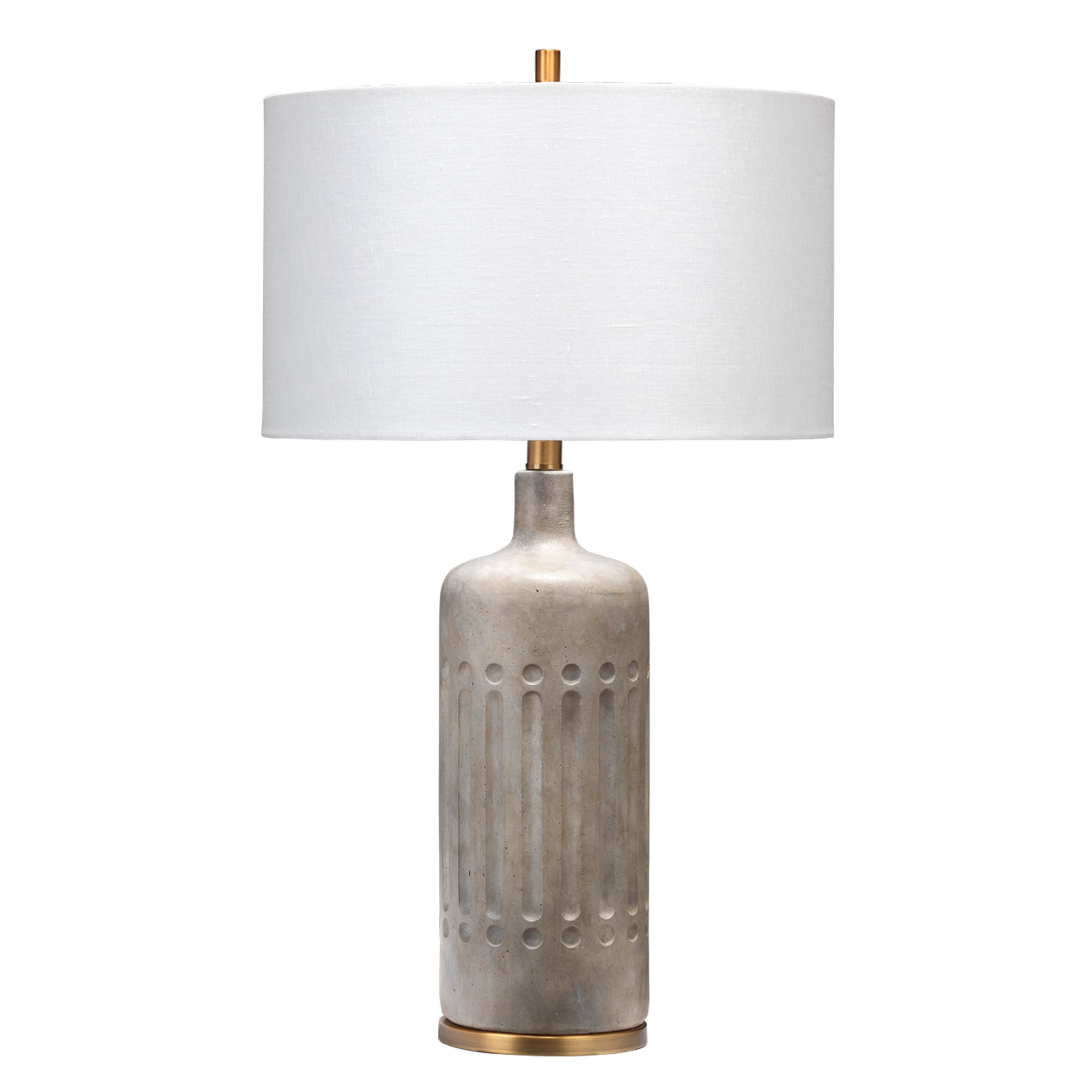 Annex Grey and Antique Brass Table Lamp with White Linen Shade