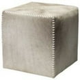 thumbnail image 1 of Jamie Young Co 16" Upholstered Traditional Leather Ottoman in Gray, 1 of 4
