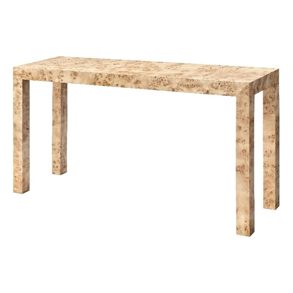 Natural Burl Wood Veneer Console Table, 60"