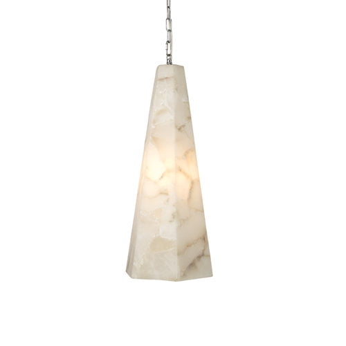 Jamie Young Co Borealis Tall Hexagon Alabaster Stone Pendant in White