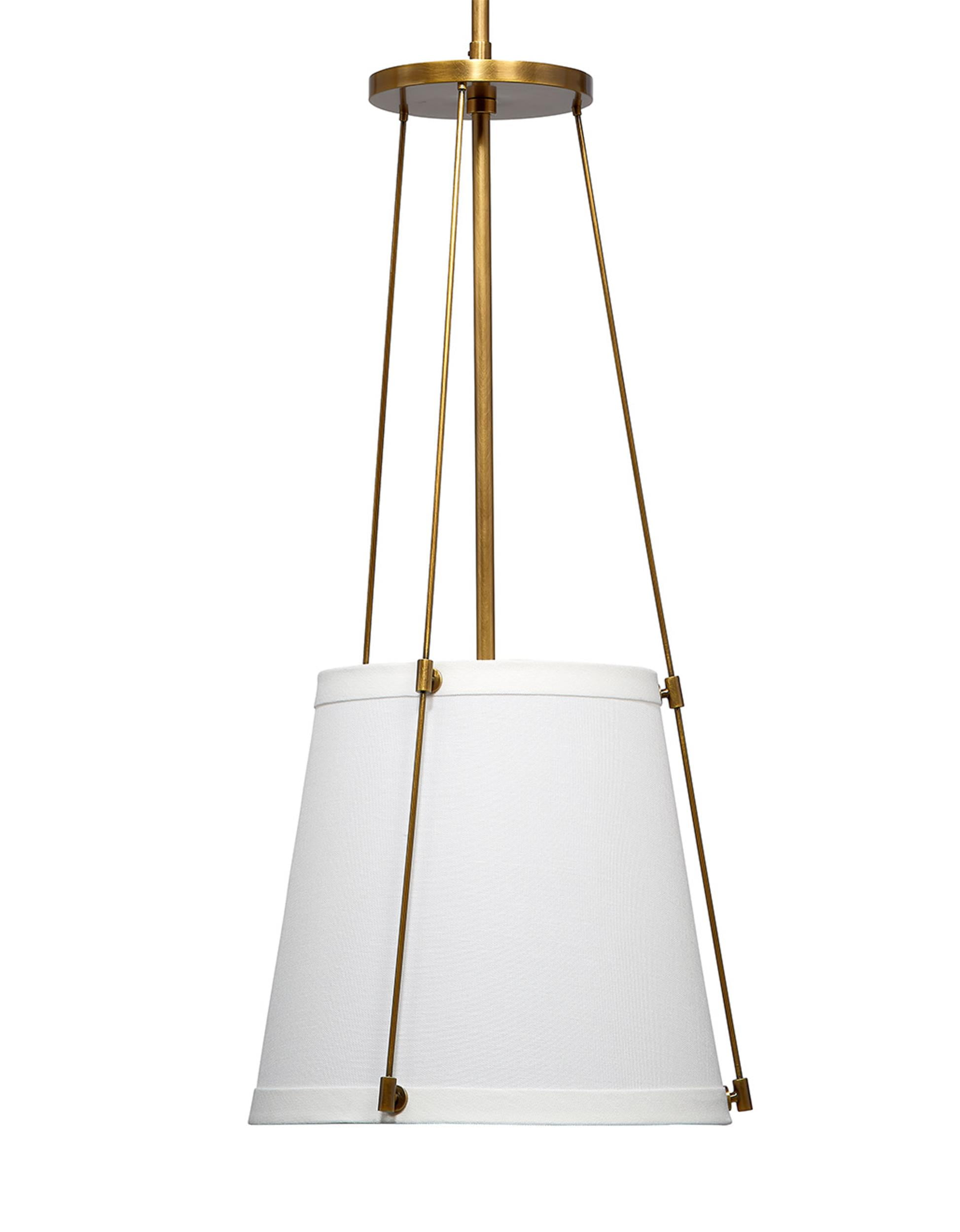 Antique Brass and Linen Drum Pendant Light