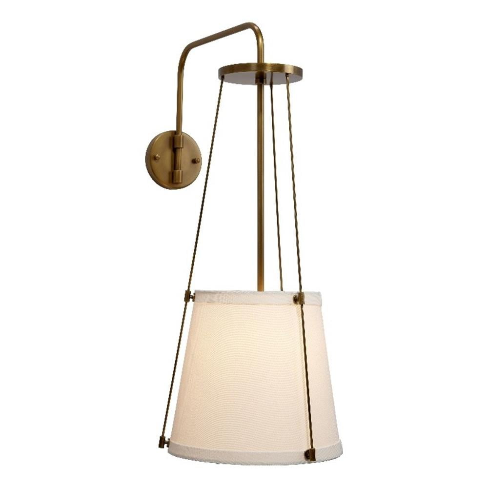 Antique Brass and Linen 1-Light Wall Sconce