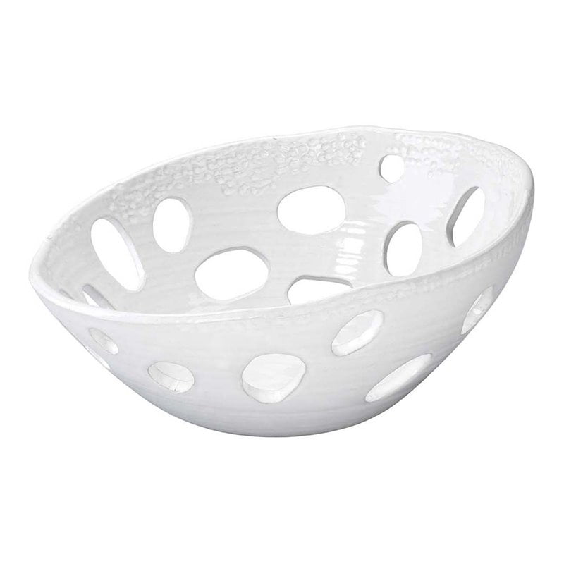 White Ceramic Asymmetric Bowl with Cutout Design