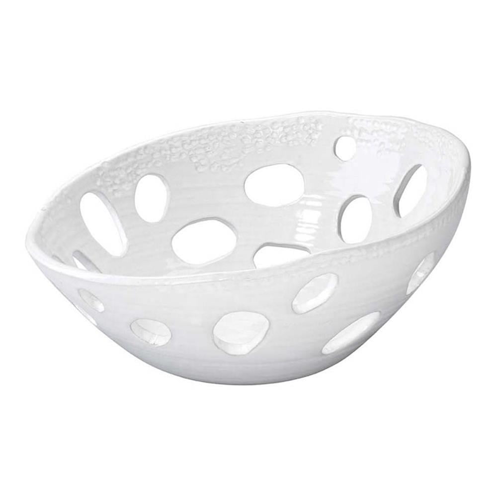 White Ceramic Asymmetric Bowl with Cutout Design