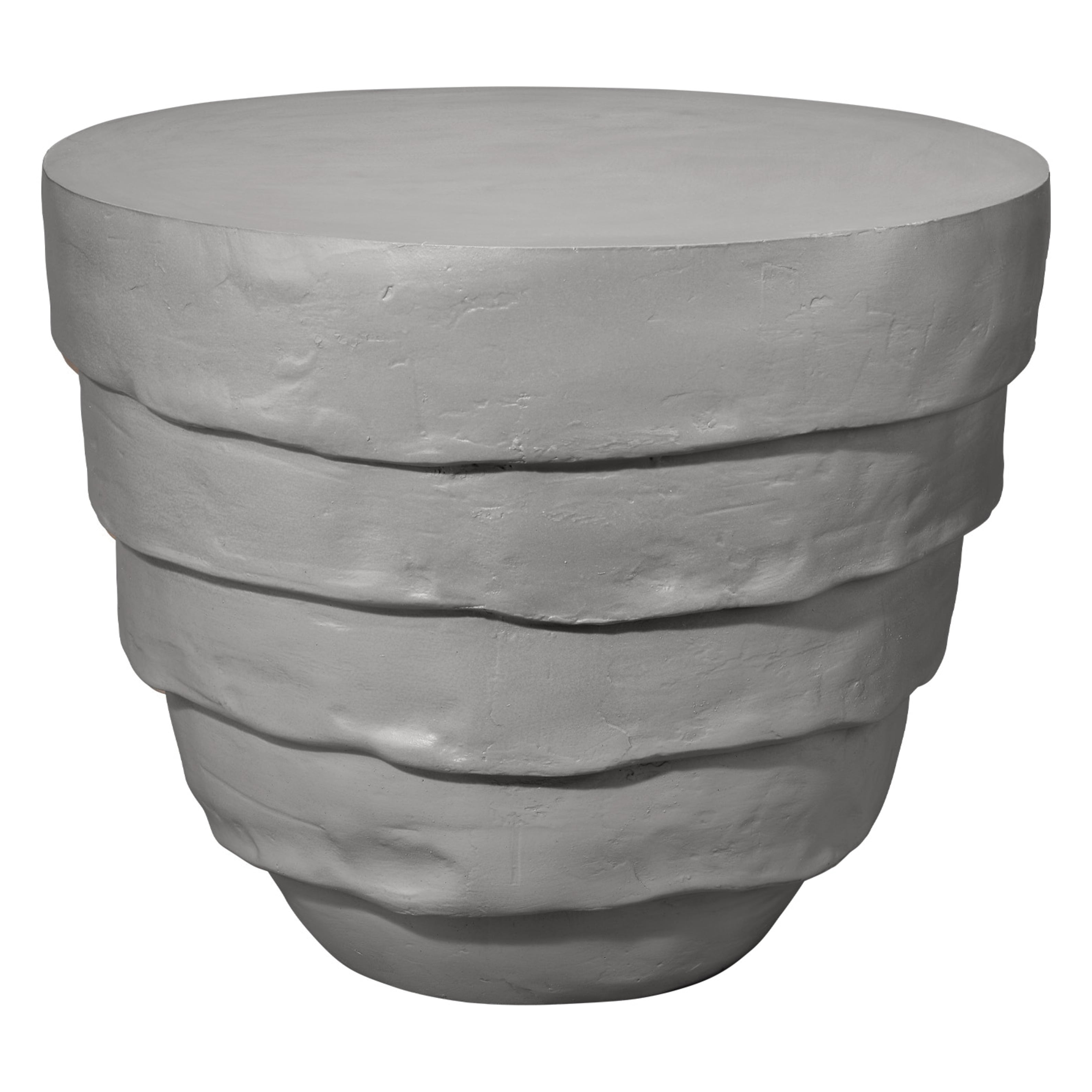Cement Rustic Round Fiberglass Outdoor Side Table