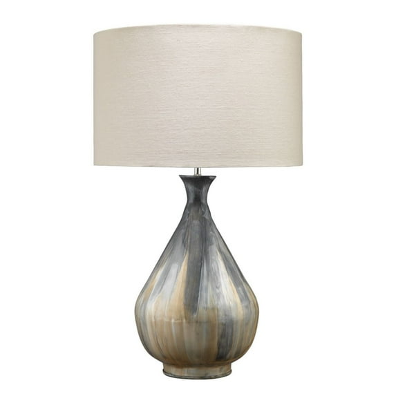Jamie Young Co Daybreak Transitional Metal Table Lamp with Linen Shade in Gray