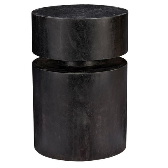Jamie Young Co Dylan Wood Round Side Table in Charcoal