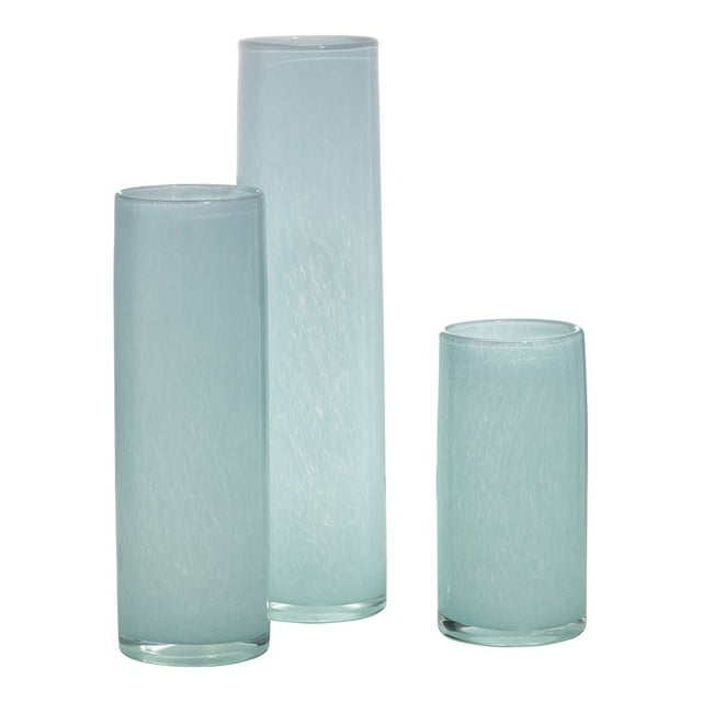Jamie Young Co Gwendolyn Coastal Glass Hand Blown Vases in Blue (Set of