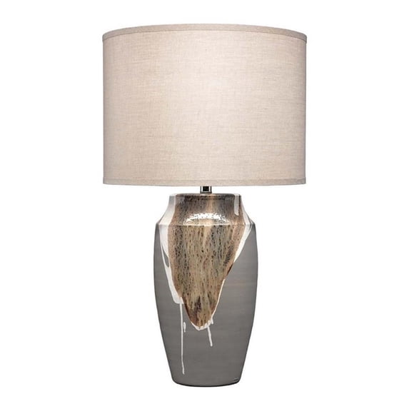 Jamie Young Co Landslide Transitional Ceramic Table Lamp in Gray/Beige