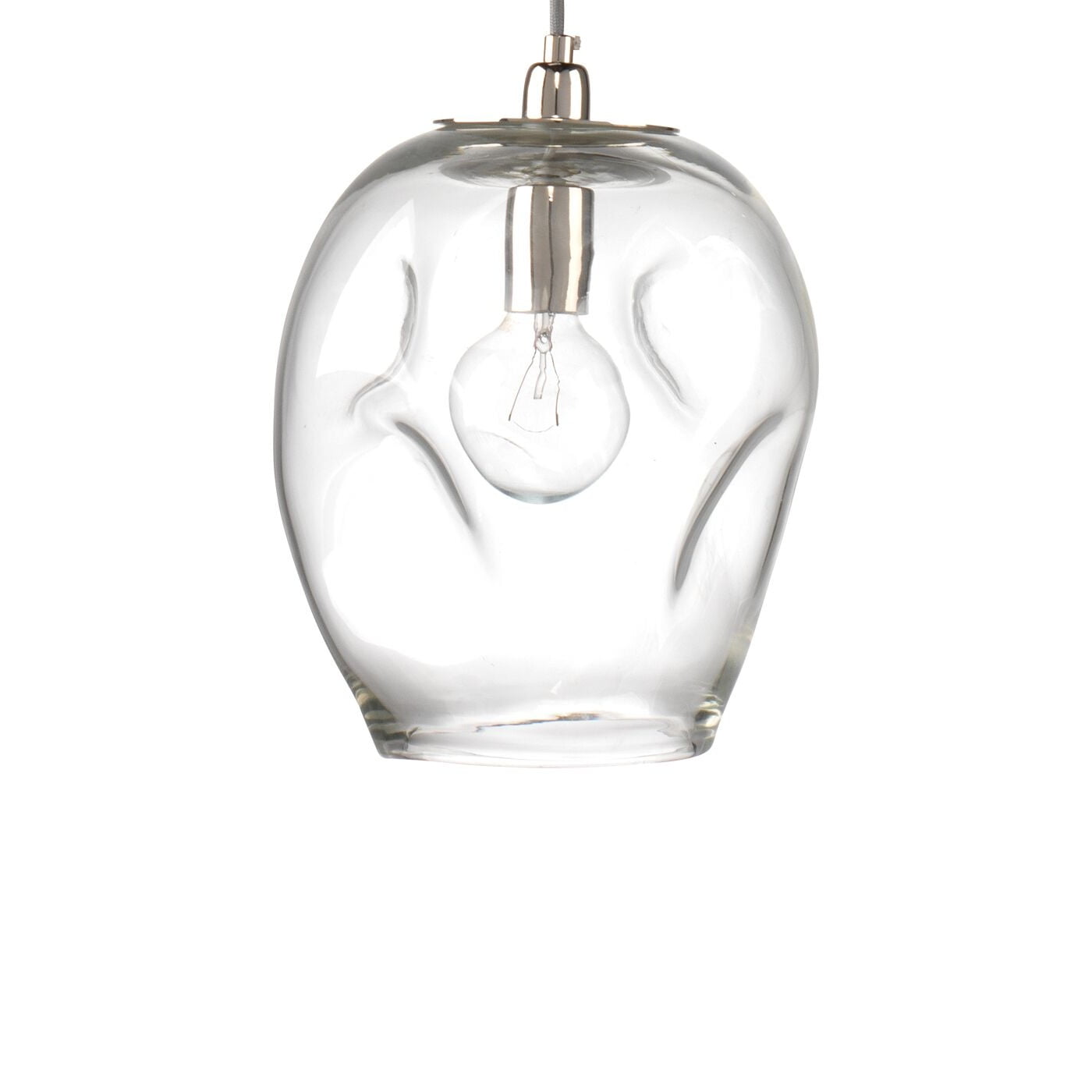 Jamie Young Co Large Coastal Dimpled Glass Pendant in Clear/Silver