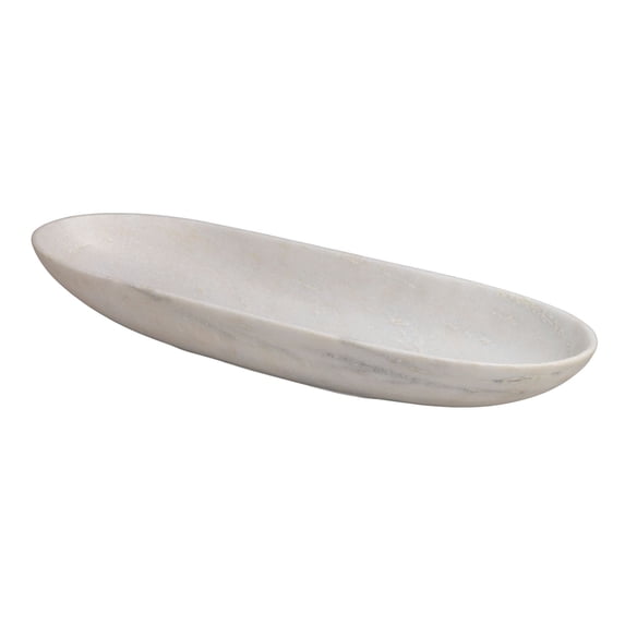 Jamie Young Co Long Oval Contemporary Marble Bowl in White Finish