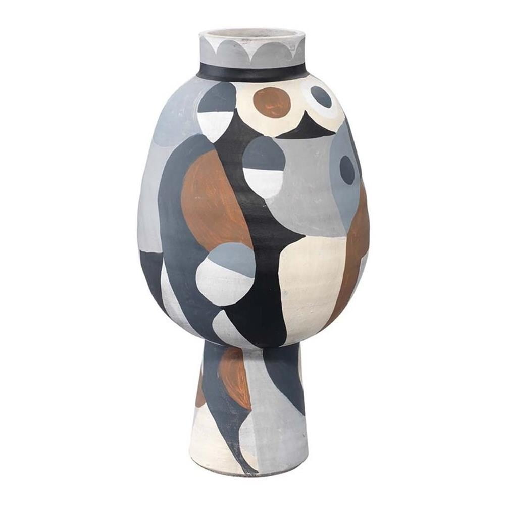 Medium Multicolor Cubist Ceramic Decorative Vase