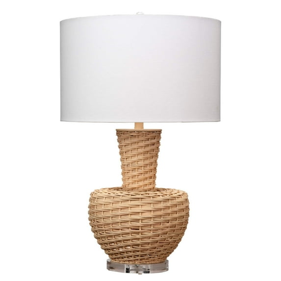 Jamie Young Co Portobello Rattan Table Lamp with Linen Shade