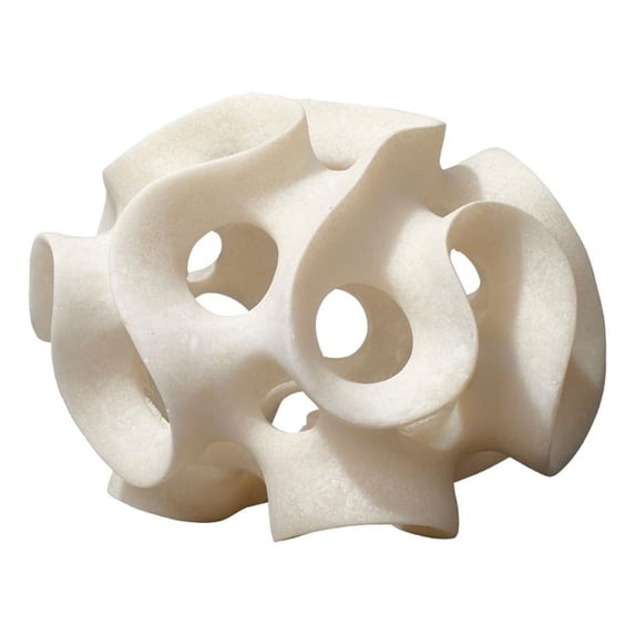 Jamie Young Co Ribbon Molded Transitional Resin Decorative Sphere in White
