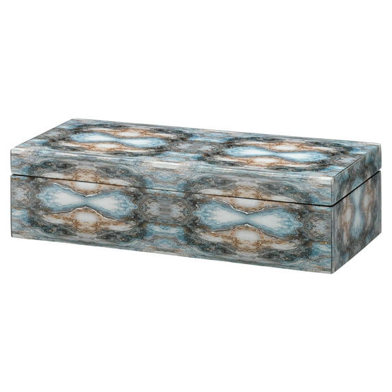 Jamie Young Co Rorschach Long Transitional Wood Box in Indigo Blue