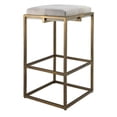 thumbnail image 1 of Jamie Young Co Shelby Modern Steel Metal/Hide Bar Stool in Antique Brass, 1 of 2
